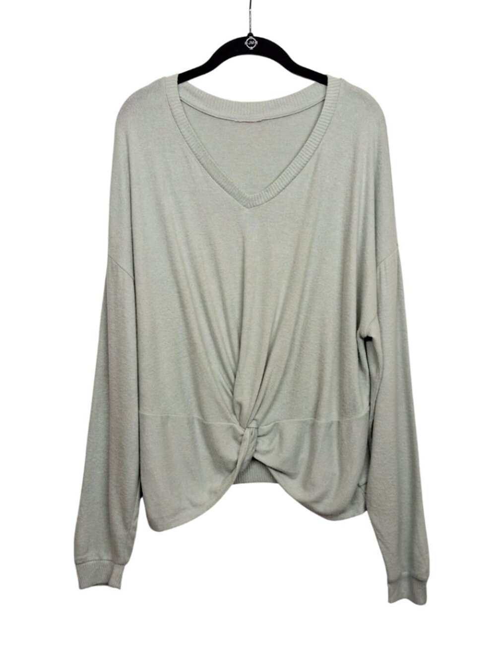 SO Light Green Long Sleeve Top V Neck Twist Front Cozy Soft Stretchy XXL Junior